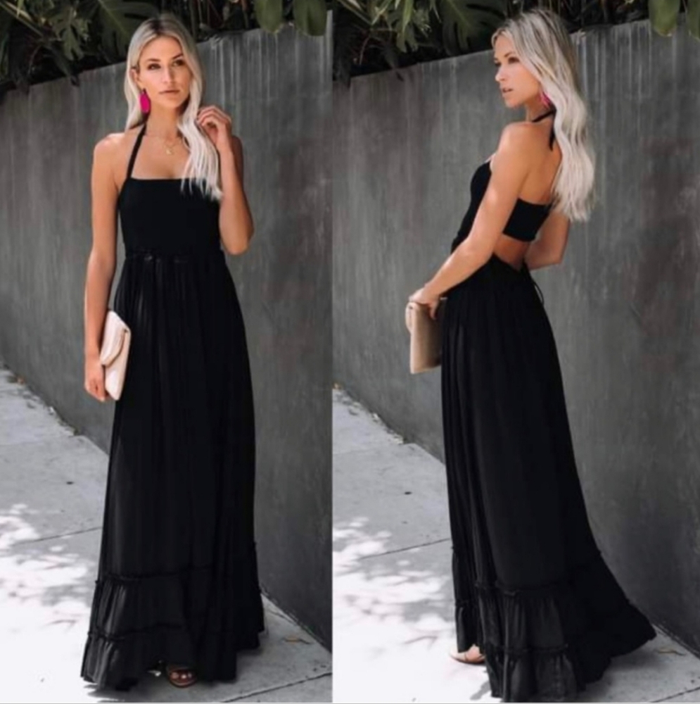 Vici Black Halter Maxi Dress